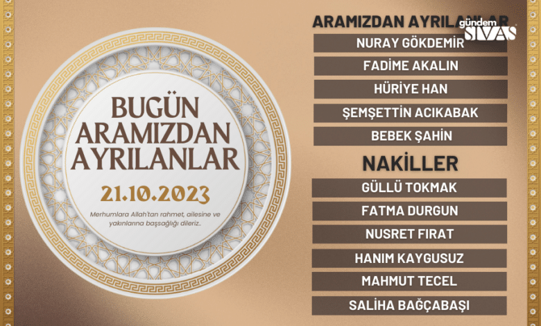 Aramızdan Ayrılanlar - 21.10.2023