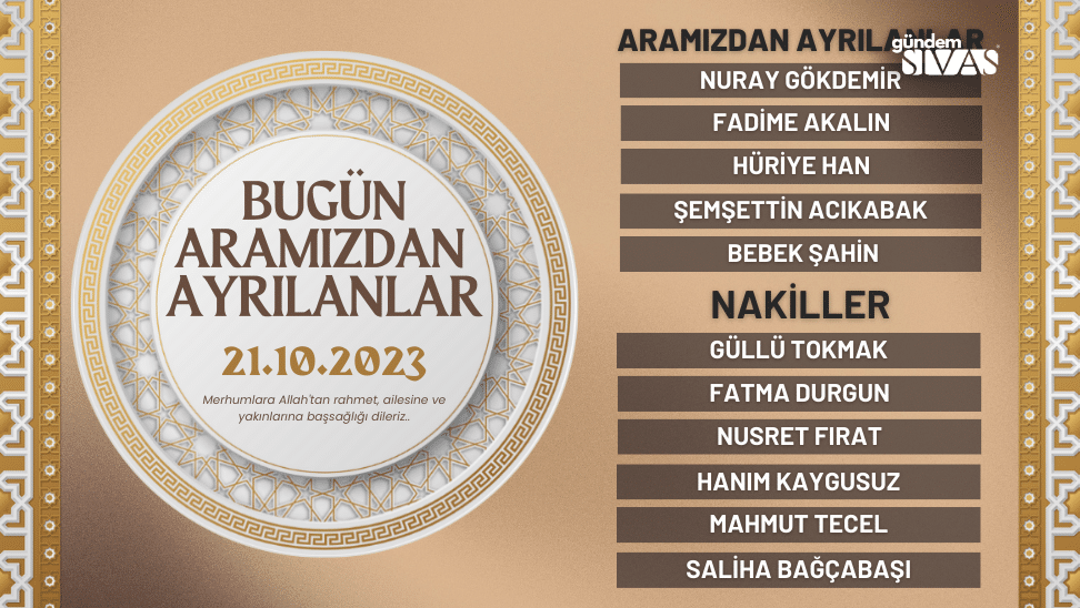 Aramızdan Ayrılanlar – 21.10.2023