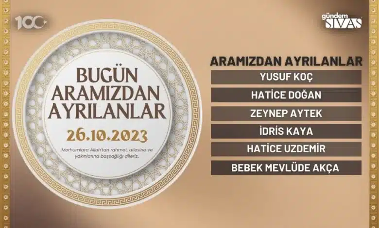 Sivas'ta Aramızdan Ayrılanlar - 26.10.2023