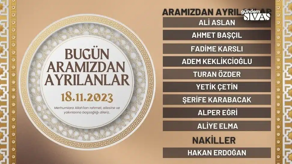 Hayatını Kaybedenler – 18.11.2023