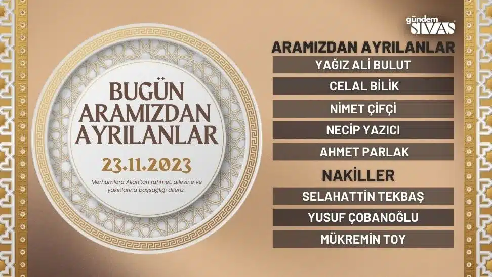 Hayatını Kaybedenler – 23.11.2023