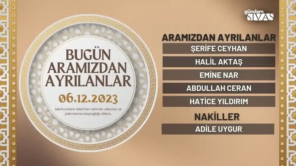 Bugün Hayatını Kaybedenler – 06.12.2023