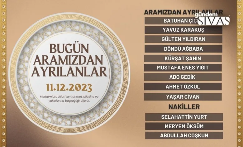 Sivas'ta Hayatını Kaybedenler - 11.12.2023