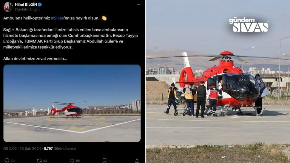 Sivasa Ambulans Helikopter Tahis Edildi 3 jpg | Gündem Sivas™ | Sivas Haberleri