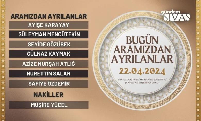 Sivas'ta Aramızdan Ayrılanlar - 22.04.2024