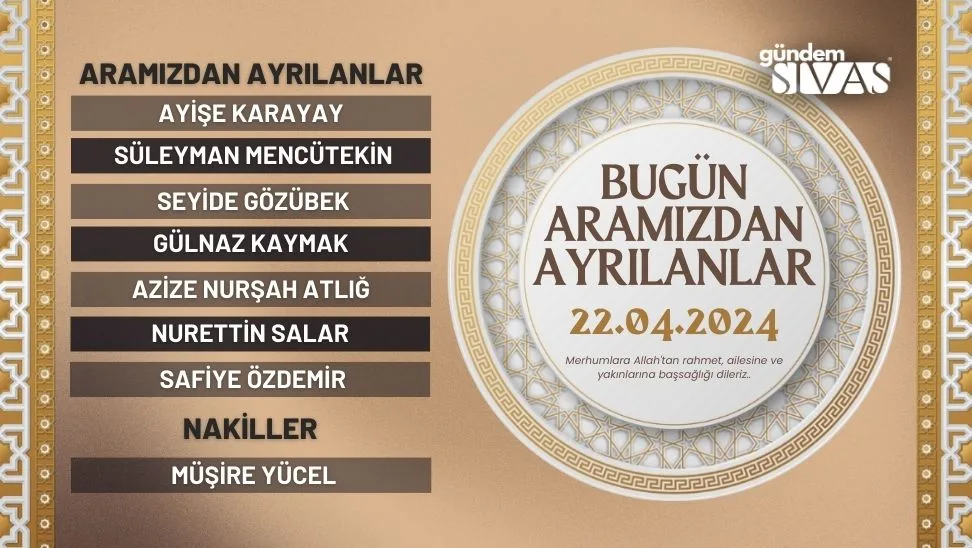 Sivas’ta Aramızdan Ayrılanlar – 22.04.2024