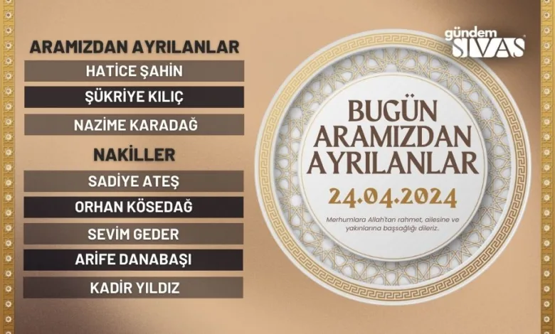 Sivas'ta Hayatını Kaybedenler - 24.04.2024