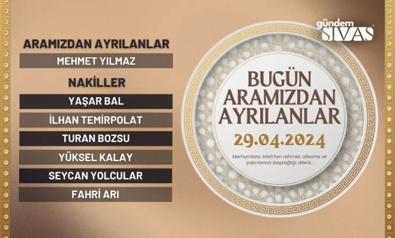 Sivas'ta Hayatını Kaybedenler - 29.04.2024