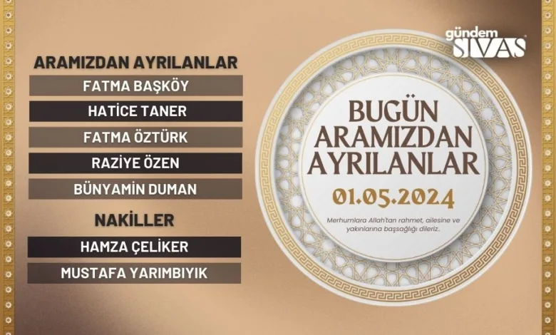 Sivas Vefat Edenler - 01.05.2024