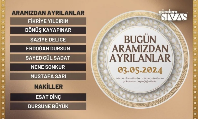 Sivas'ta Aramızdan Ayrılanlar - 03.05.2024