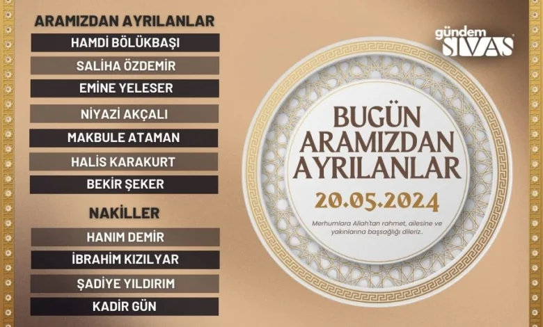 Sivas'ta Aramızdan Ayrılanlar - 20.05.2024