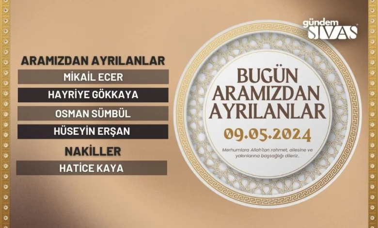 Sivas'ta Hayatını Kaybedenler - 09.05.2024