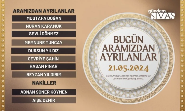 Sivas'ta Vefat Edenler - 21.05.2024