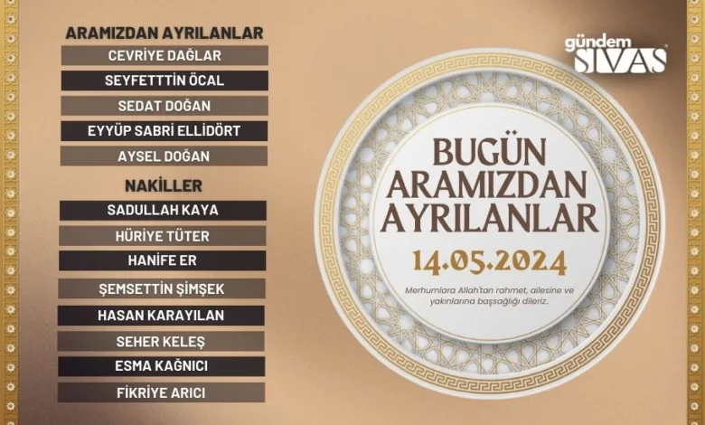 Sivas'ta Yaşamını Yitirenler - 14.05.2024