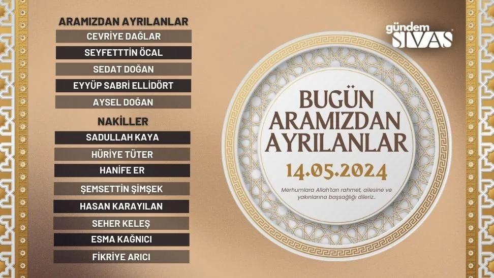 Sivas’ta Yaşamını Yitirenler – 14.05.2024